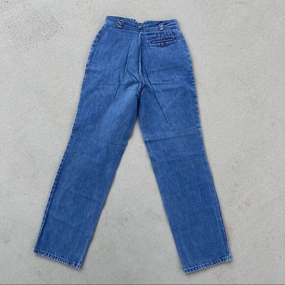 Vintage 80s railroad stripe high rise wedgie fit bareback mom jeans 26" WAIST - Picture 4 of 6